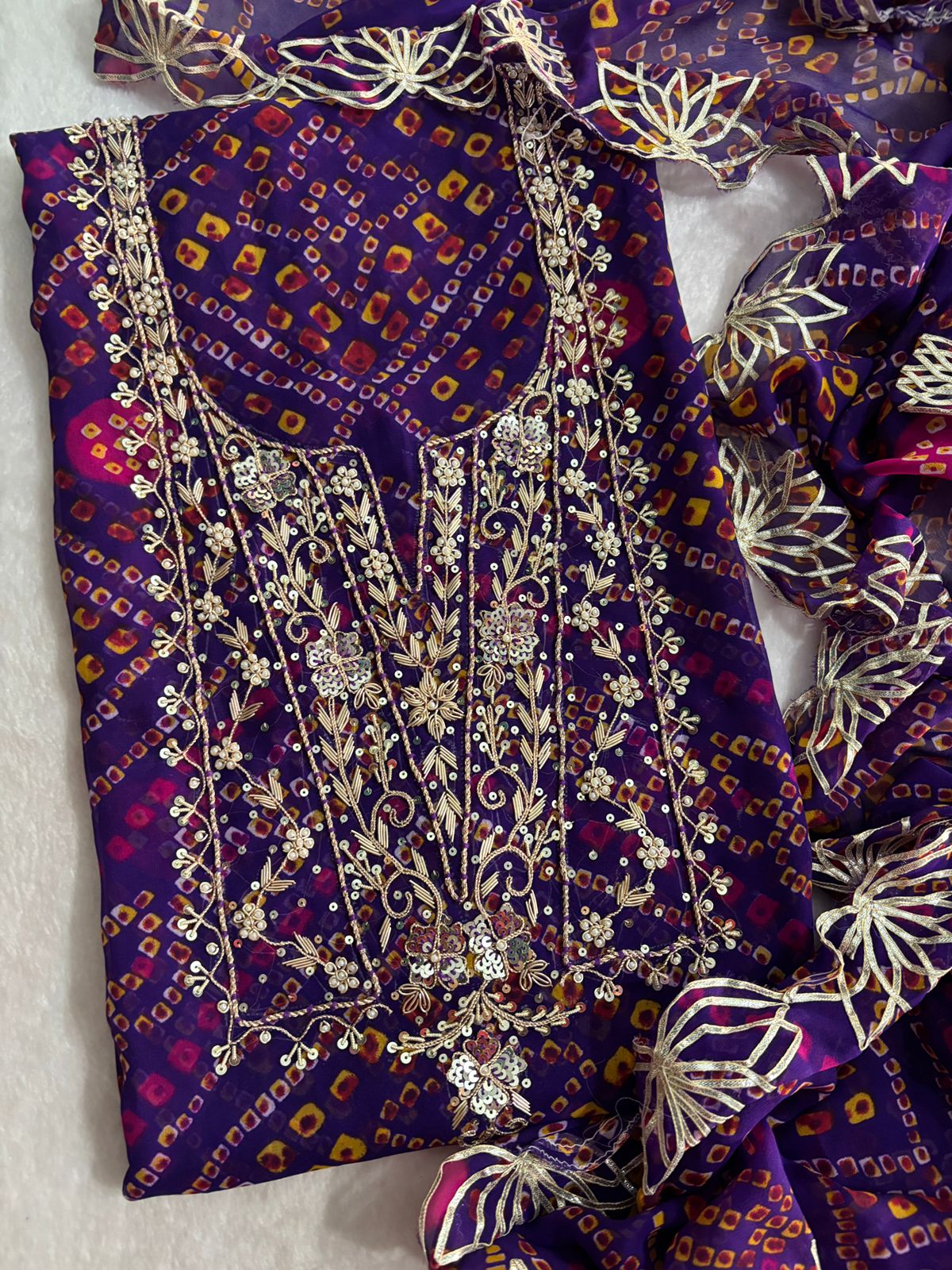 Designer Georgette Suit Set with Gota Patti Work
