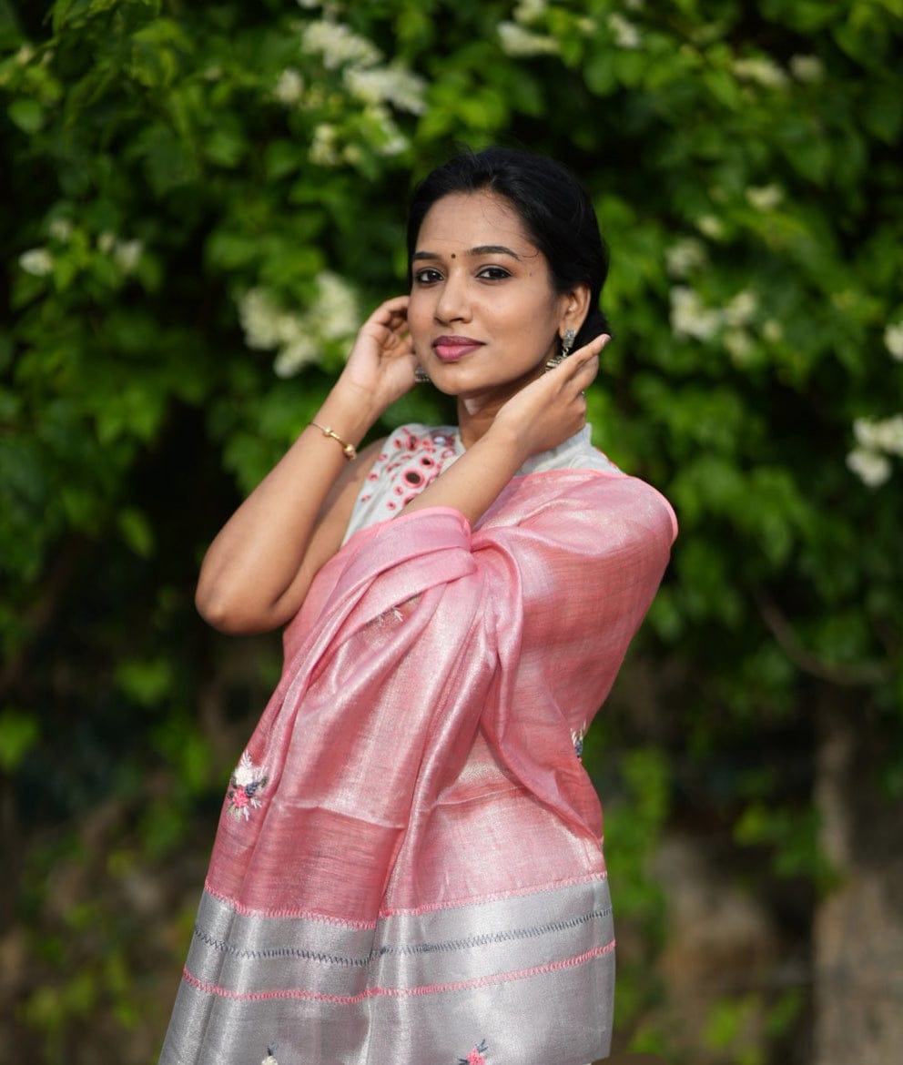 Pure Tissue Linen Saree With Handloom Perfection