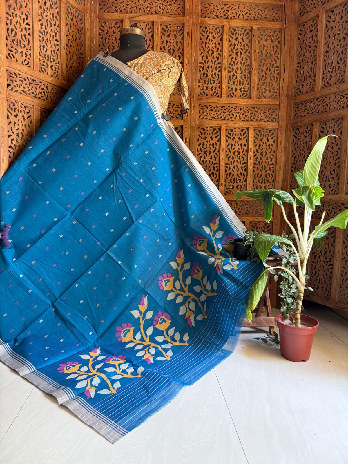 Pure Cotton needle work jamdani Saree