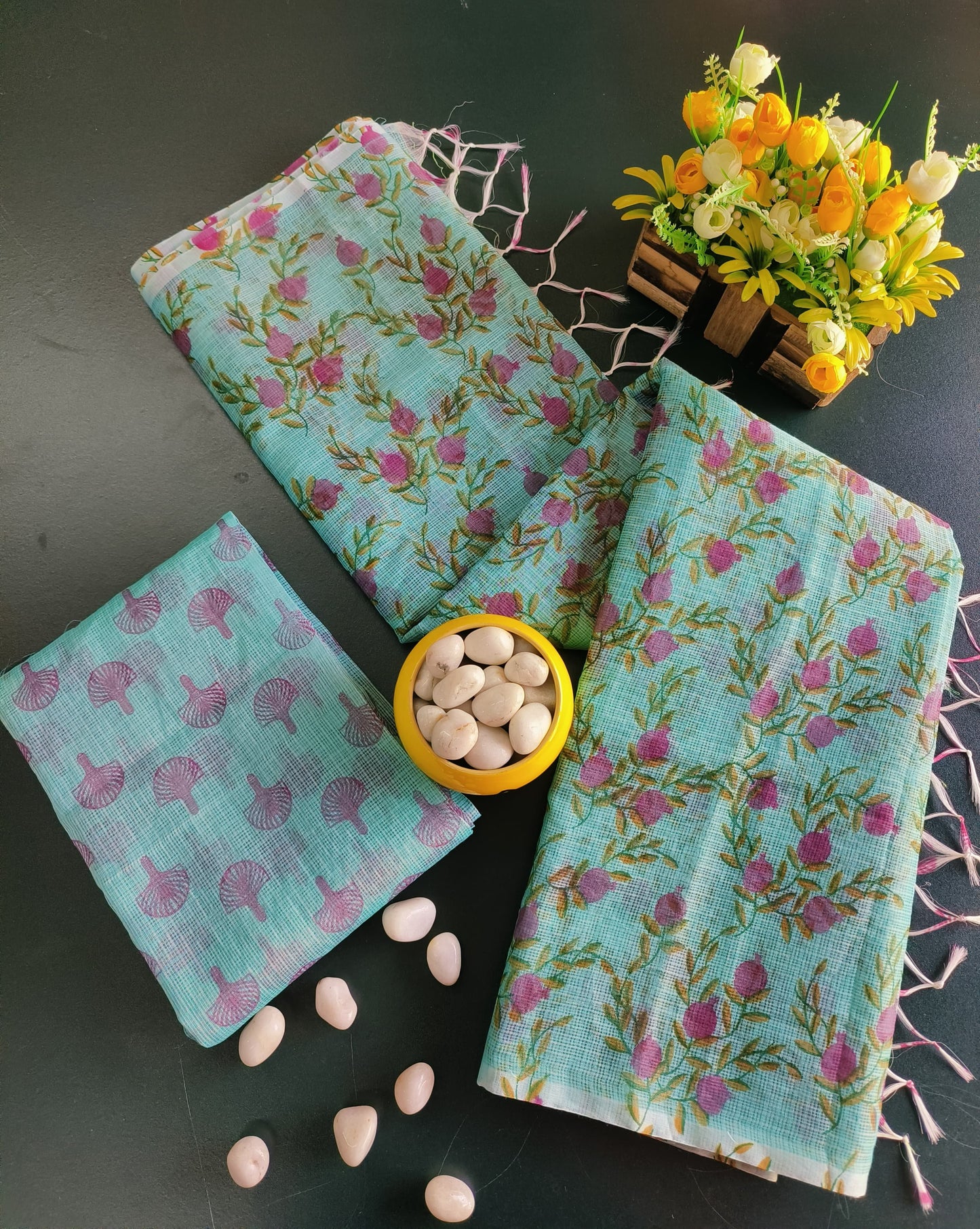 Pure Kota Doria printed Saree With Blouse