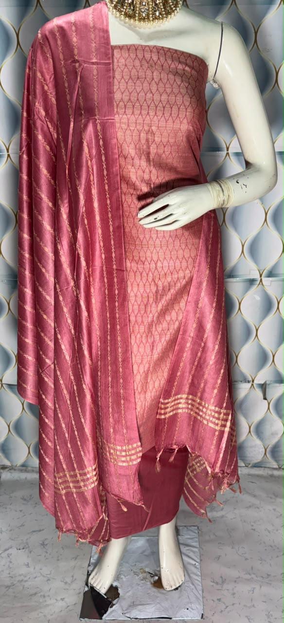 Bhagalpuri Katan Silk 3PC Unstitched Suit