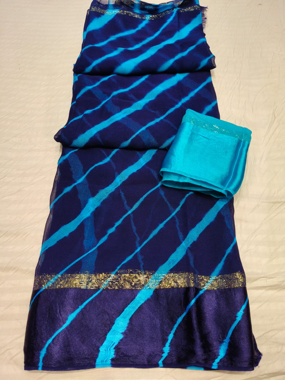 Pure Georgette Leheriya Pattern Saree