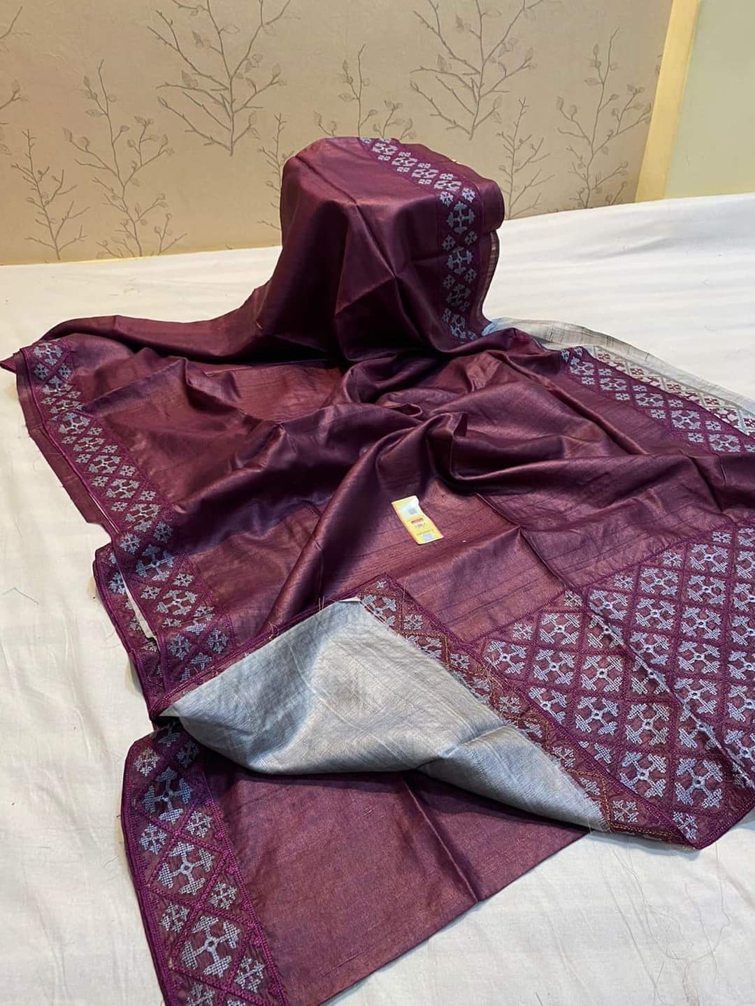 Pure Desi Tussar By Tussar Silk Embroidery Work Saree With Running Blouse.