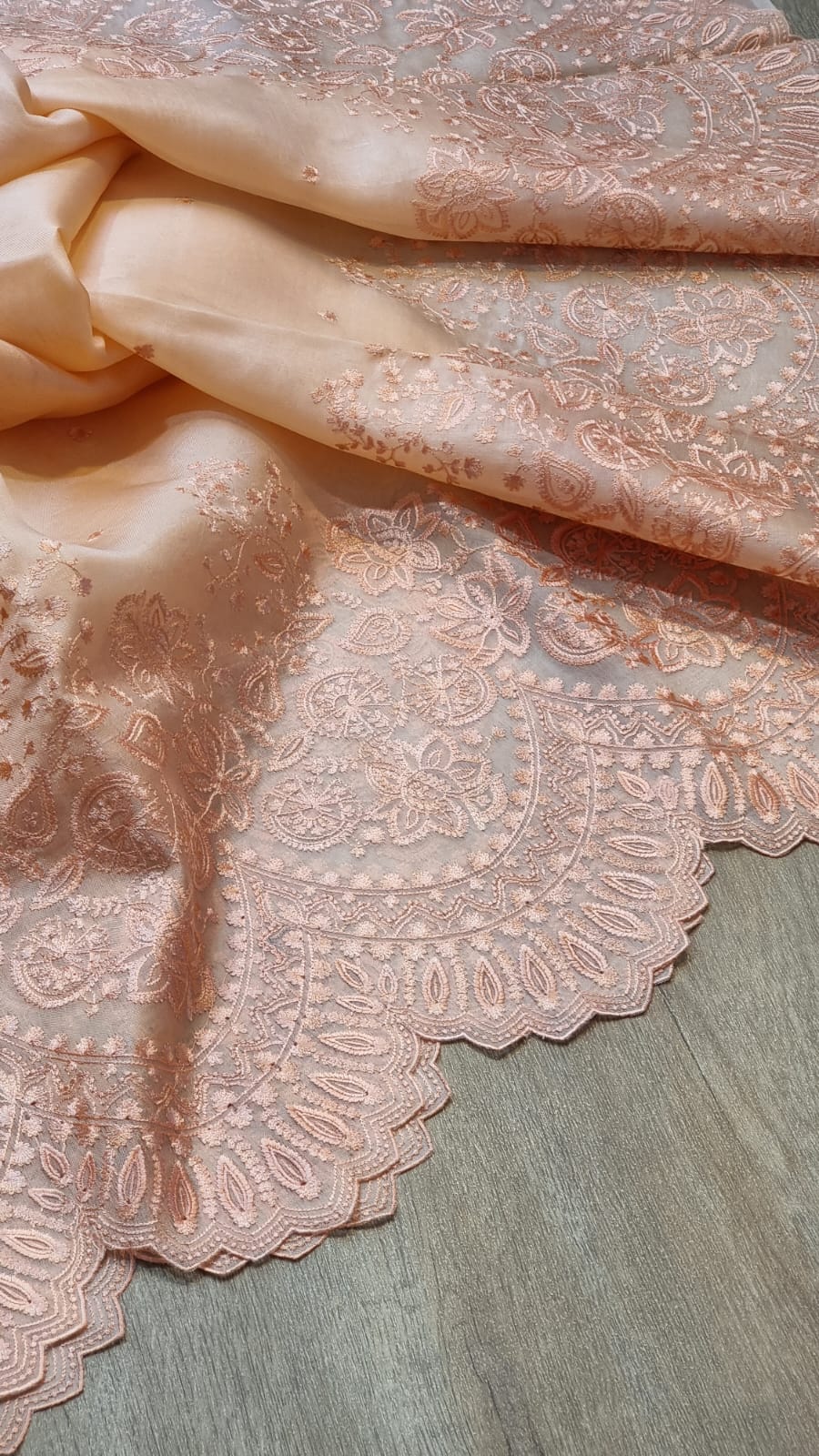 Pure organza silk embroidery work saree with heavy blouse