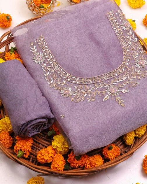 Organza Hand Work Unstitched Suit