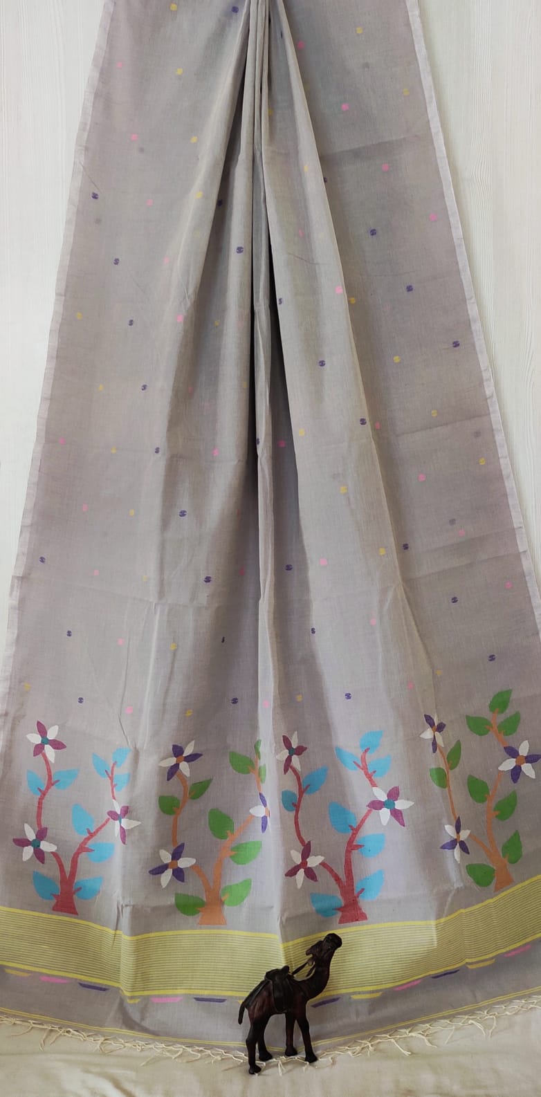 Pure Cotton needle work jamdani Saree With Blouse