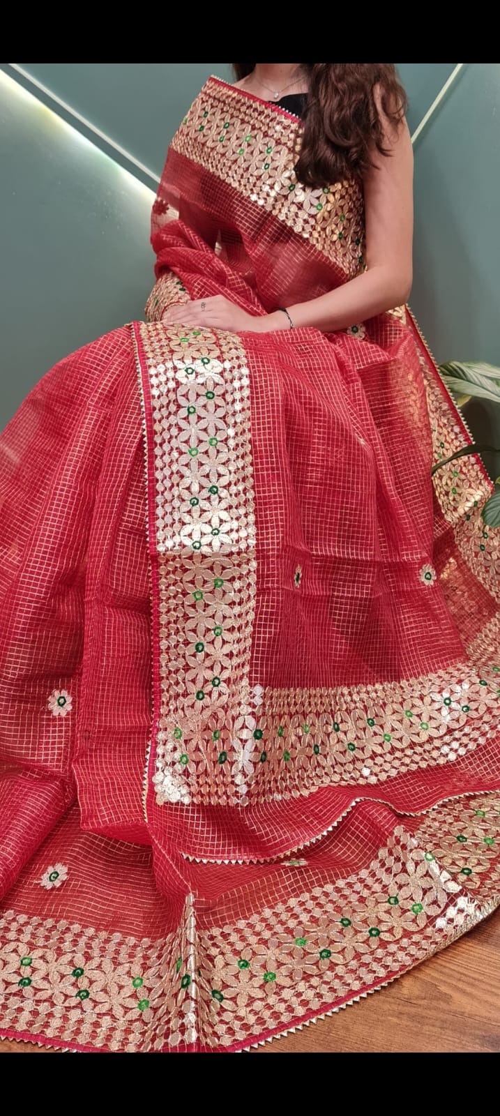 Pure Kota Cotton Gota Patti Work Saree