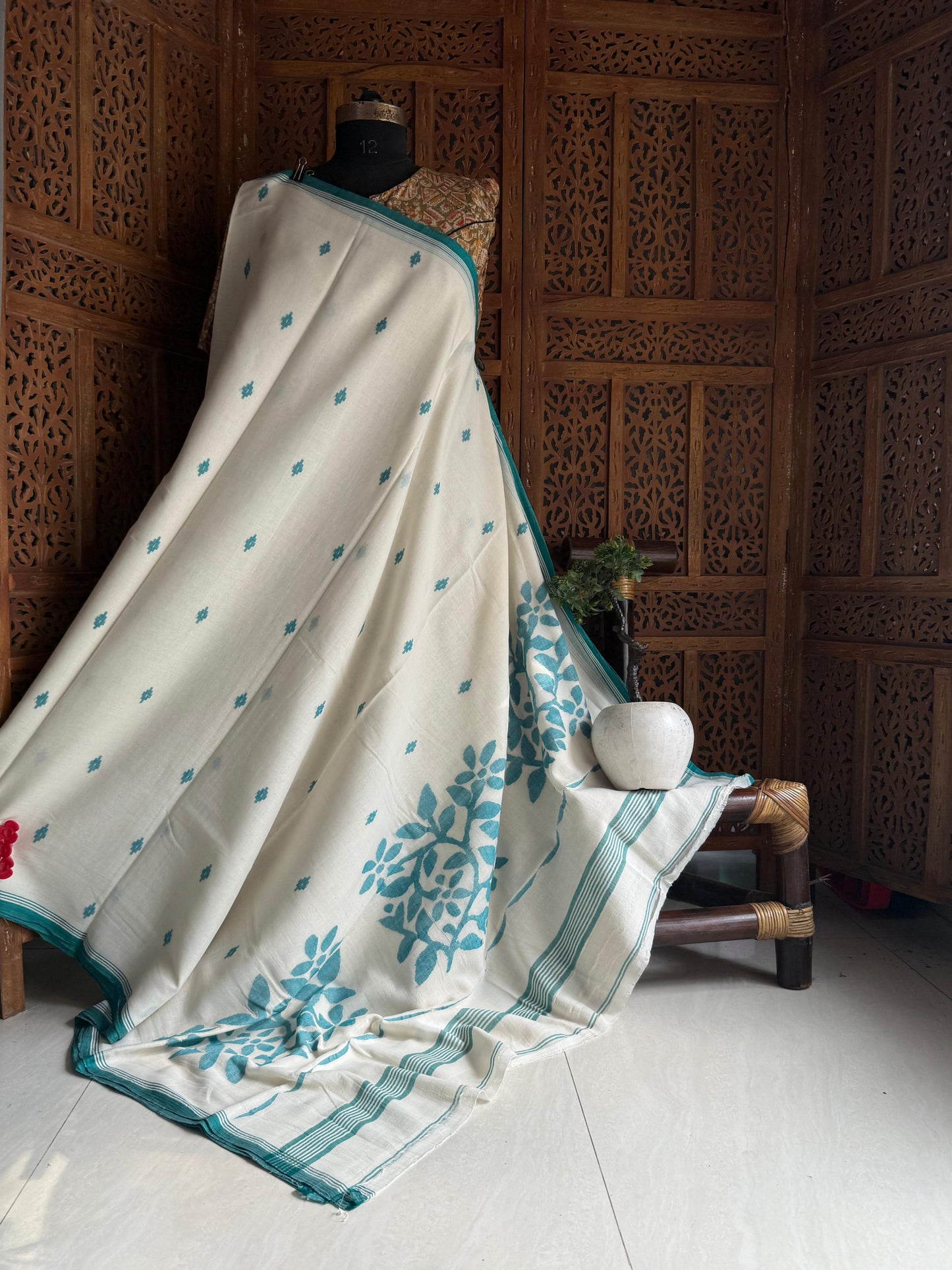 Pure Cotton needle work jamdani Saree