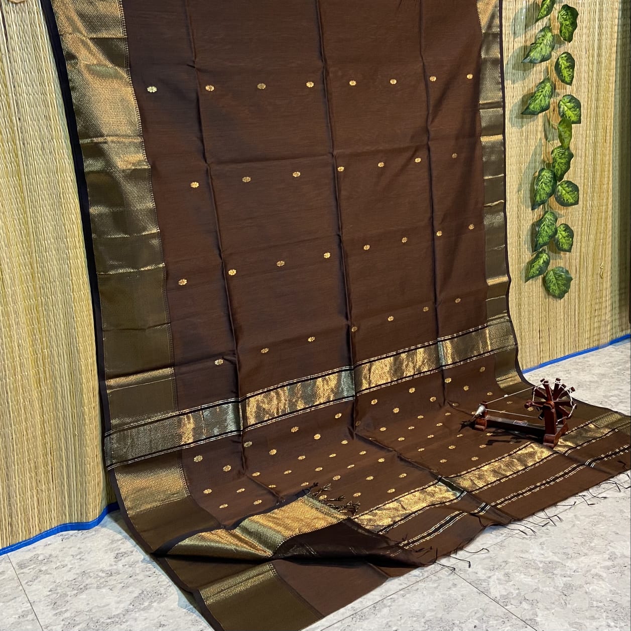 Maheshwari Cotton Silk Zari Work Saree With Blouse