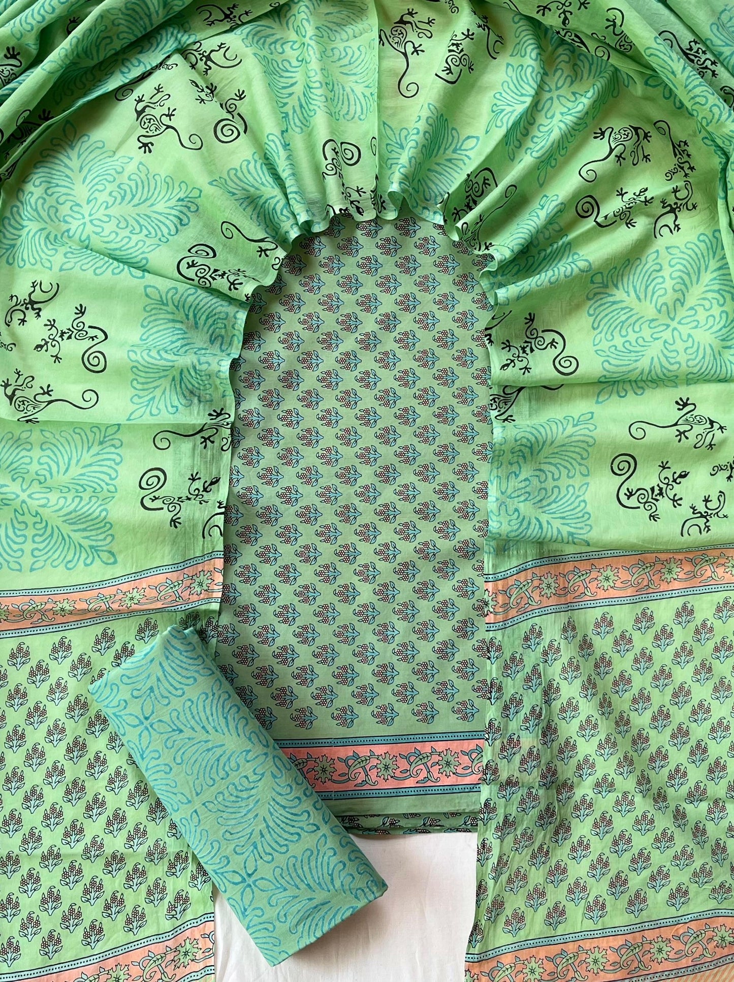 Exclusive new hand block printed cotton suits with cotton duptta