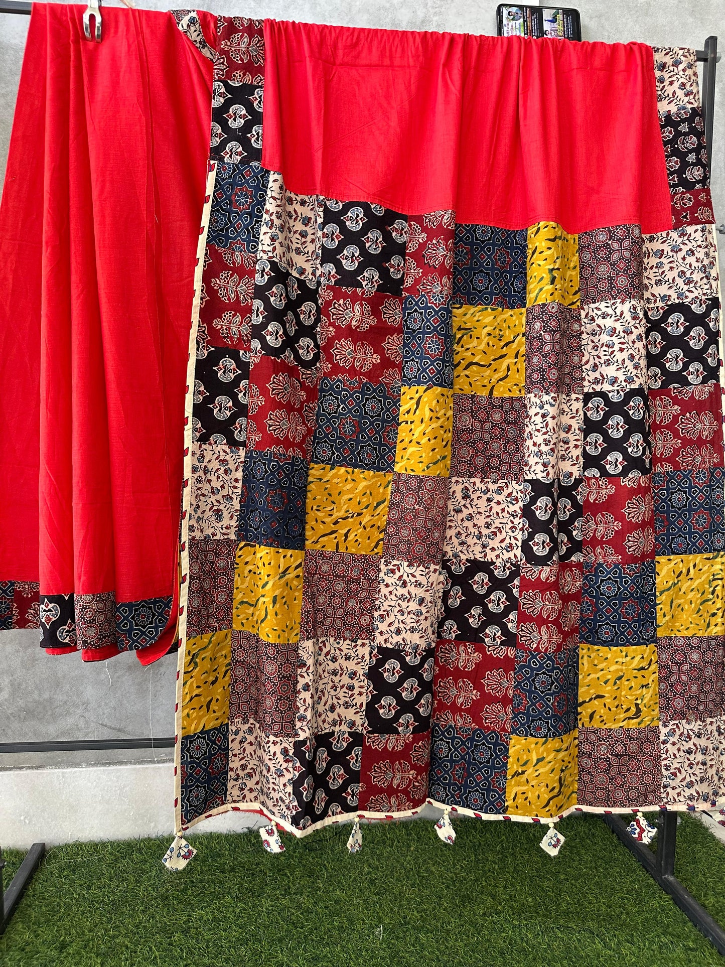 Pure Mul Cotton Saree With Ajrakh Mirror Work