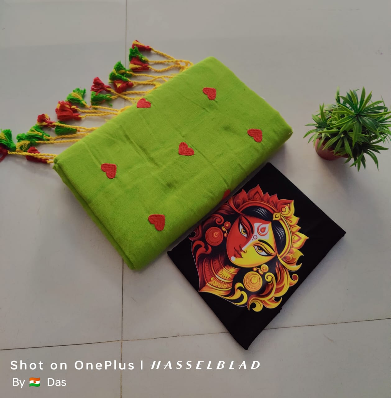 Beautiful Love Embroidery Khaddi Cotton Saree
