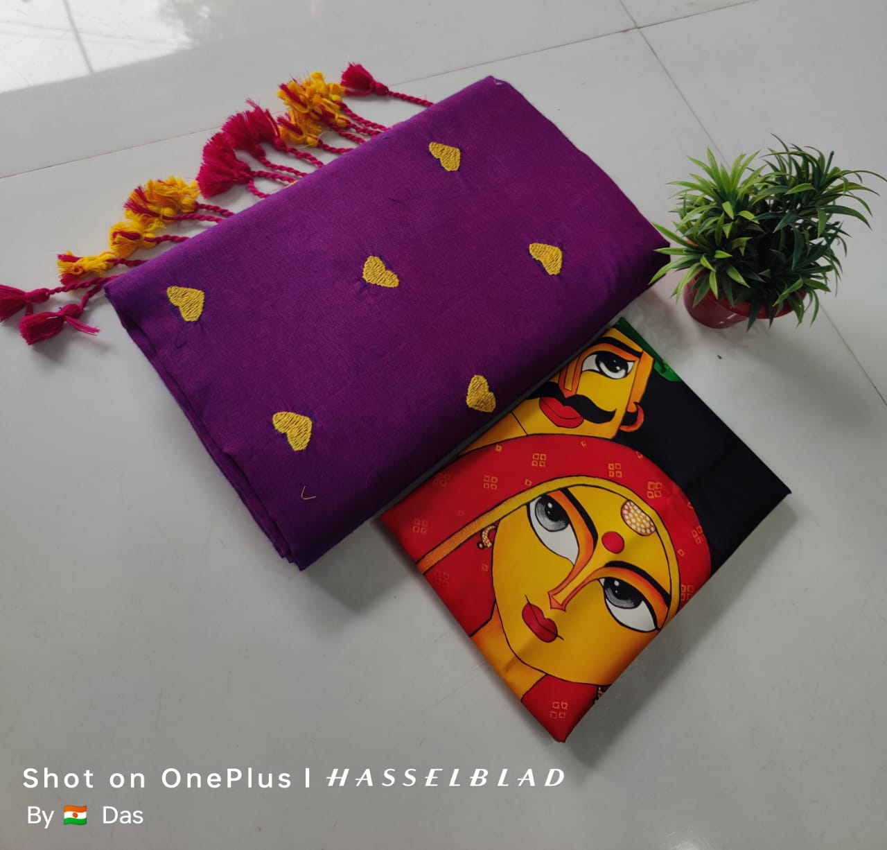 Beautiful Love Embroidery Khaddi Cotton Saree