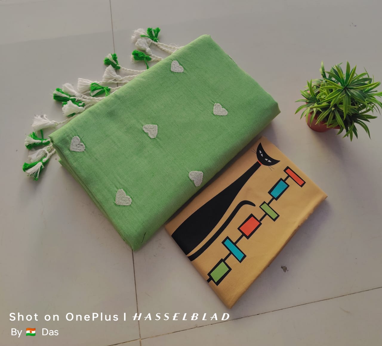 Beautiful Love Embroidery Khaddi Cotton Saree