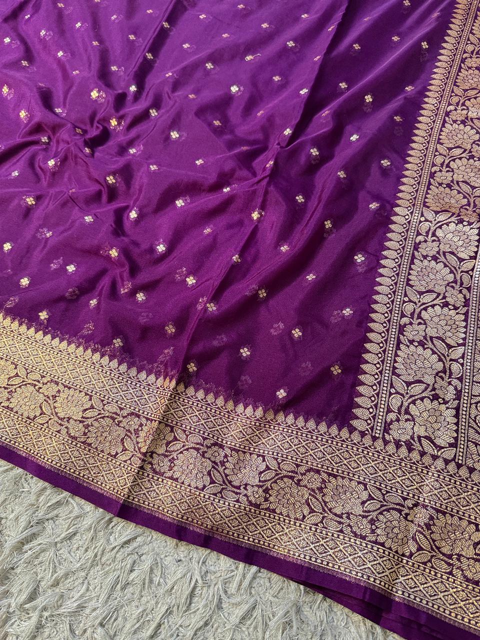 Designer Banarasi Handloom Semi Khaddi Georgette silk Saree with allover Zari