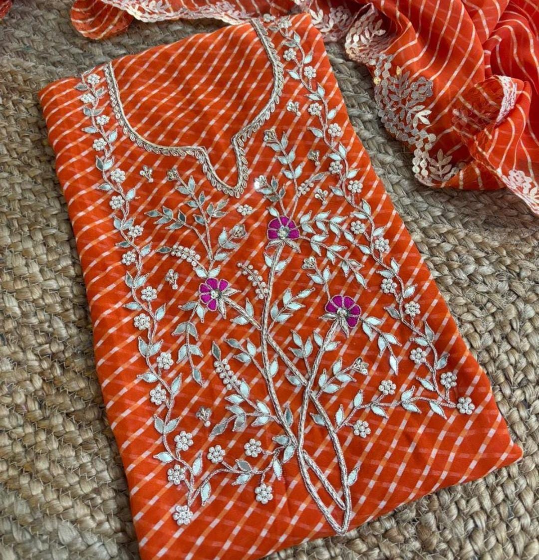 Pure Georgette Gota patti work Unstitched Suit