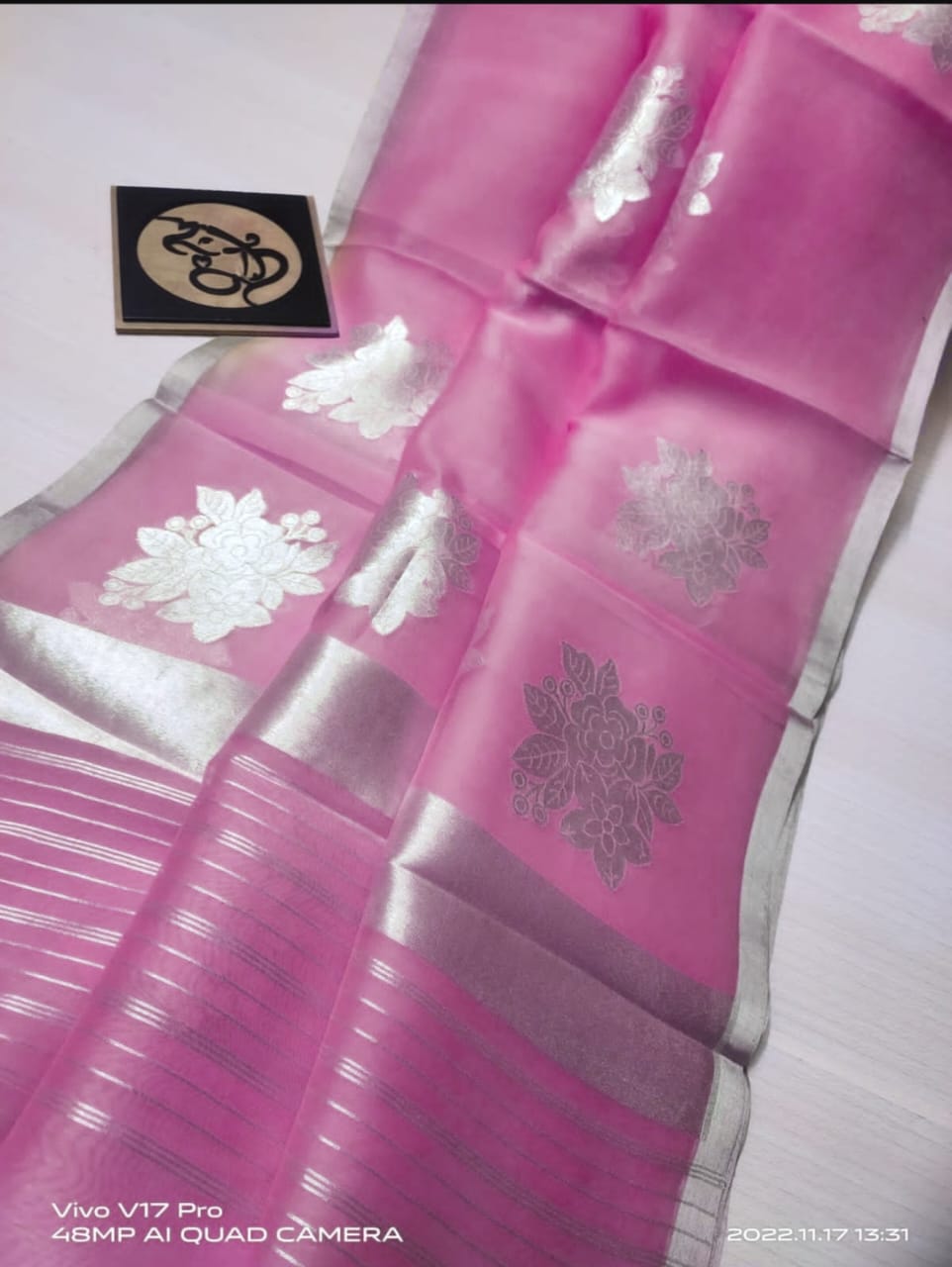 Banarasi Semi Kora Organza Dybel Saree