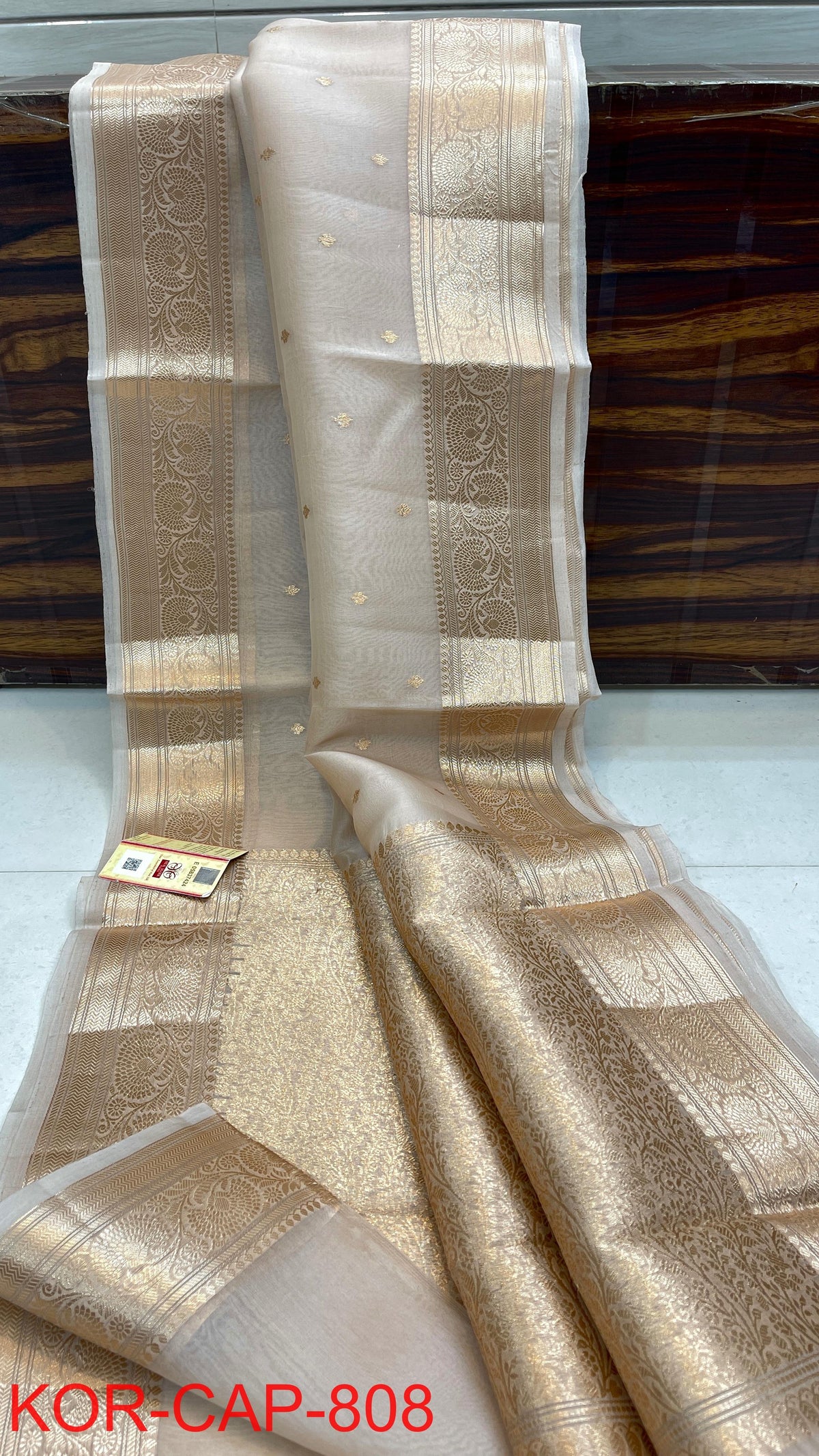 Pure Handloom banarasi kora Silk Saree With Blouse