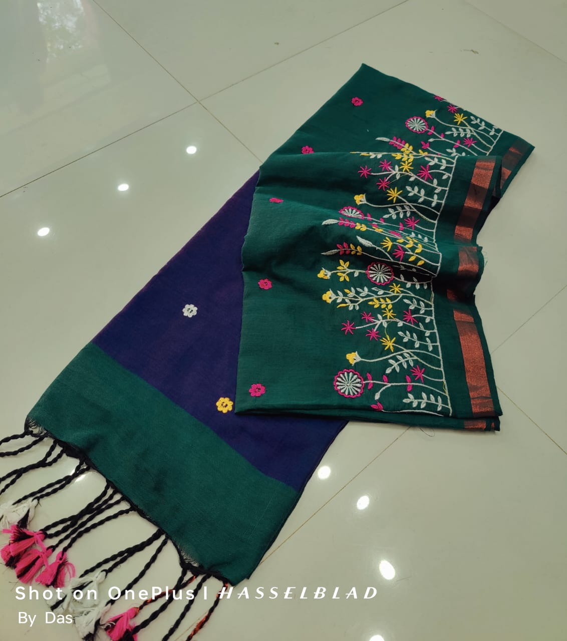 Beautiful Embroidery Khaddi Cotton Saree