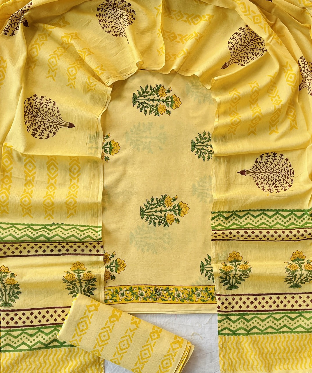 Exclusive new hand block printed cotton suits with cotton duptta