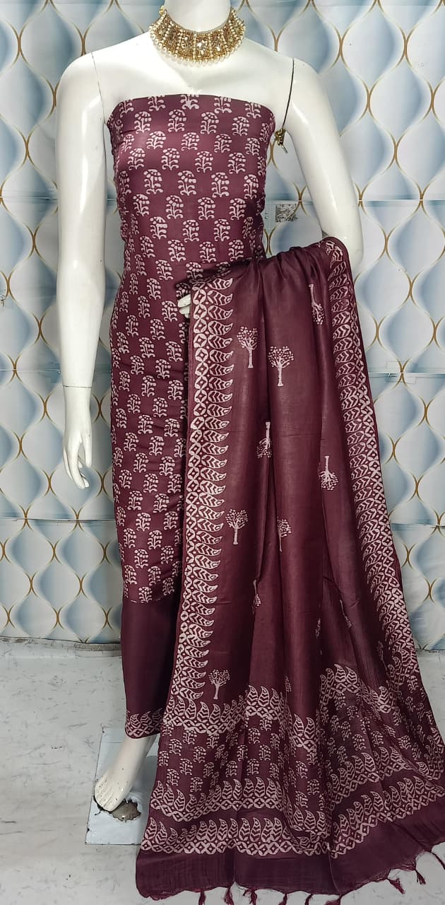 Cotton slub discharge print Unstitched Suit