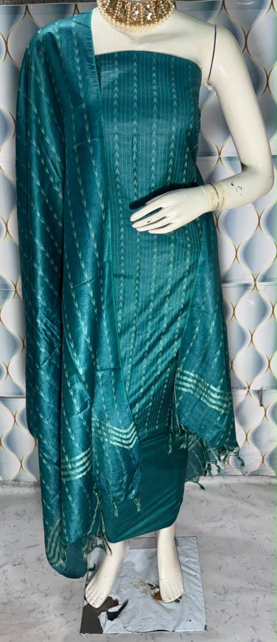 Bhagalpuri Katan Silk 3PC Unstitched Suit