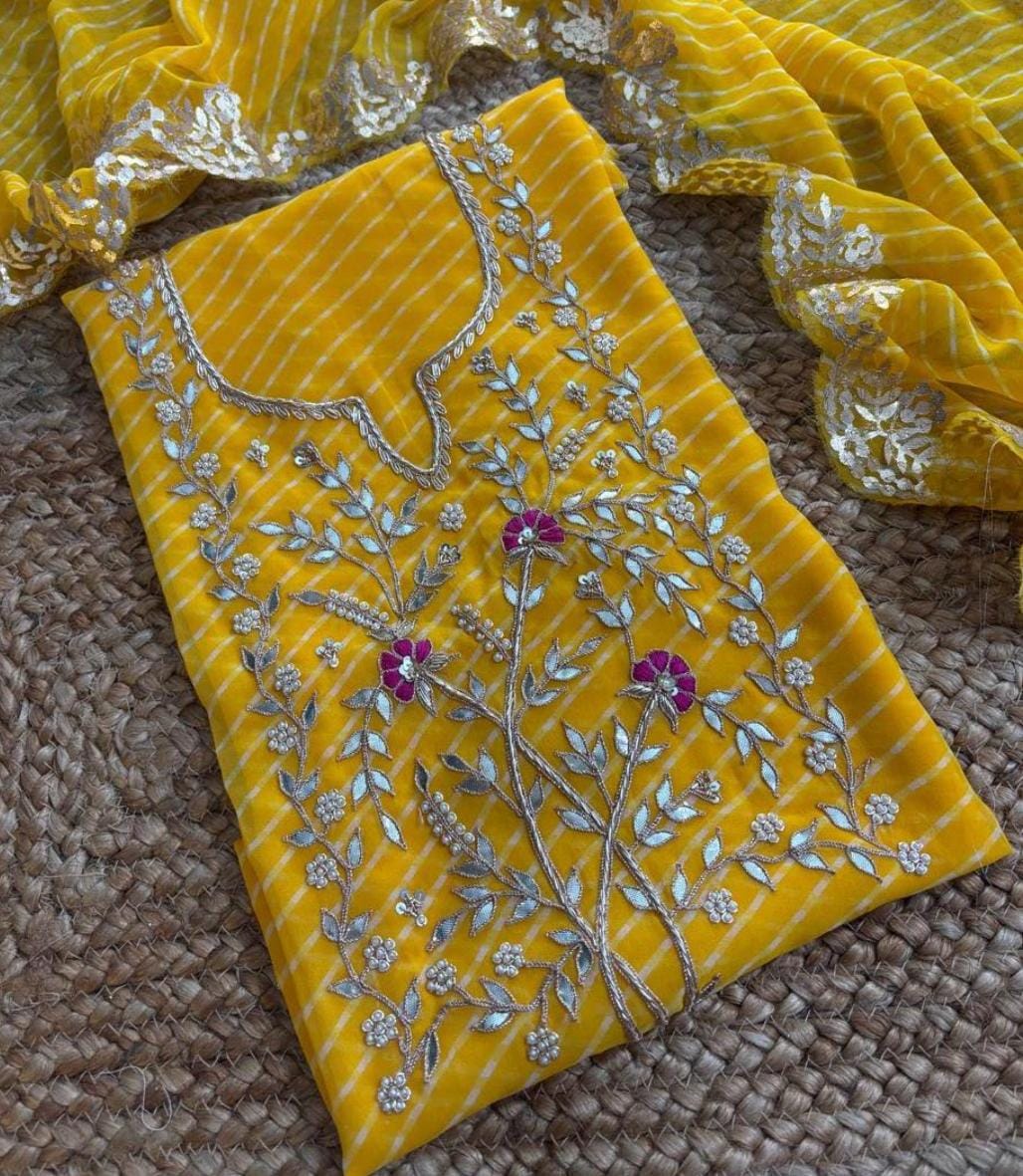 Pure Georgette Gota patti work Unstitched Suit