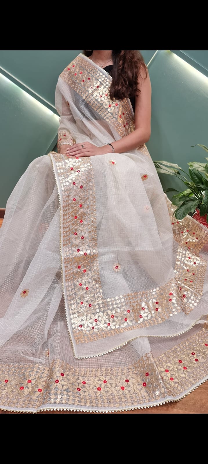 Pure Kota Cotton Gota Patti Work Saree