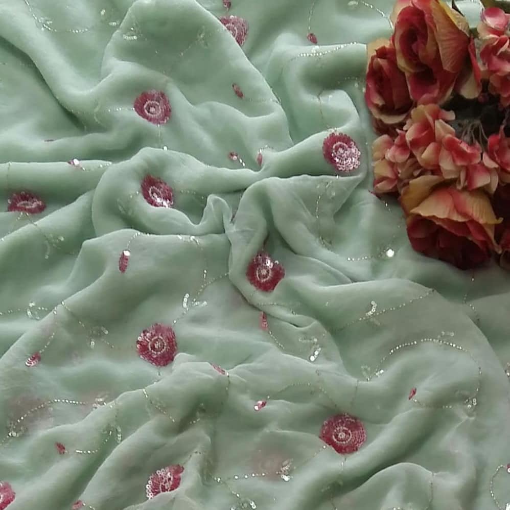 Pure Chiffon Jaipuri Beautiful Jaal Work Saree With Blouse