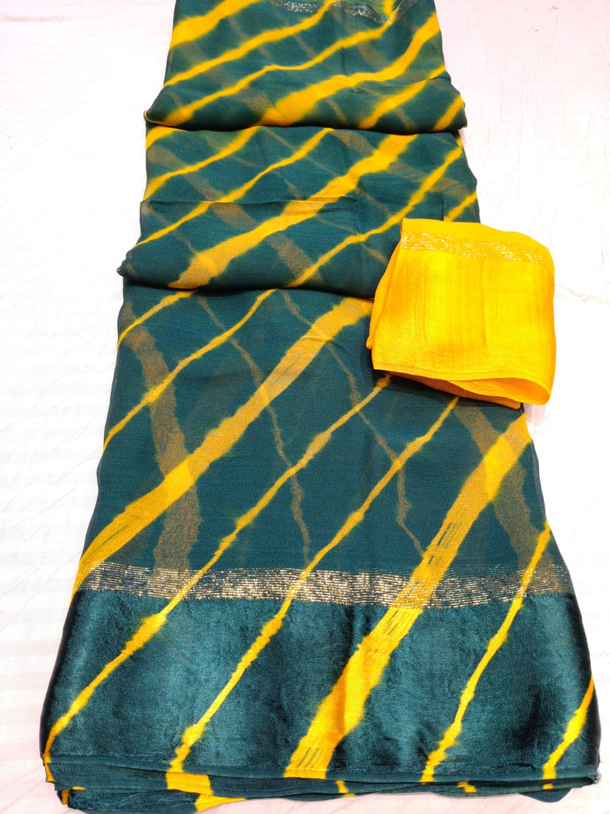 Pure Georgette Leheriya Pattern Saree