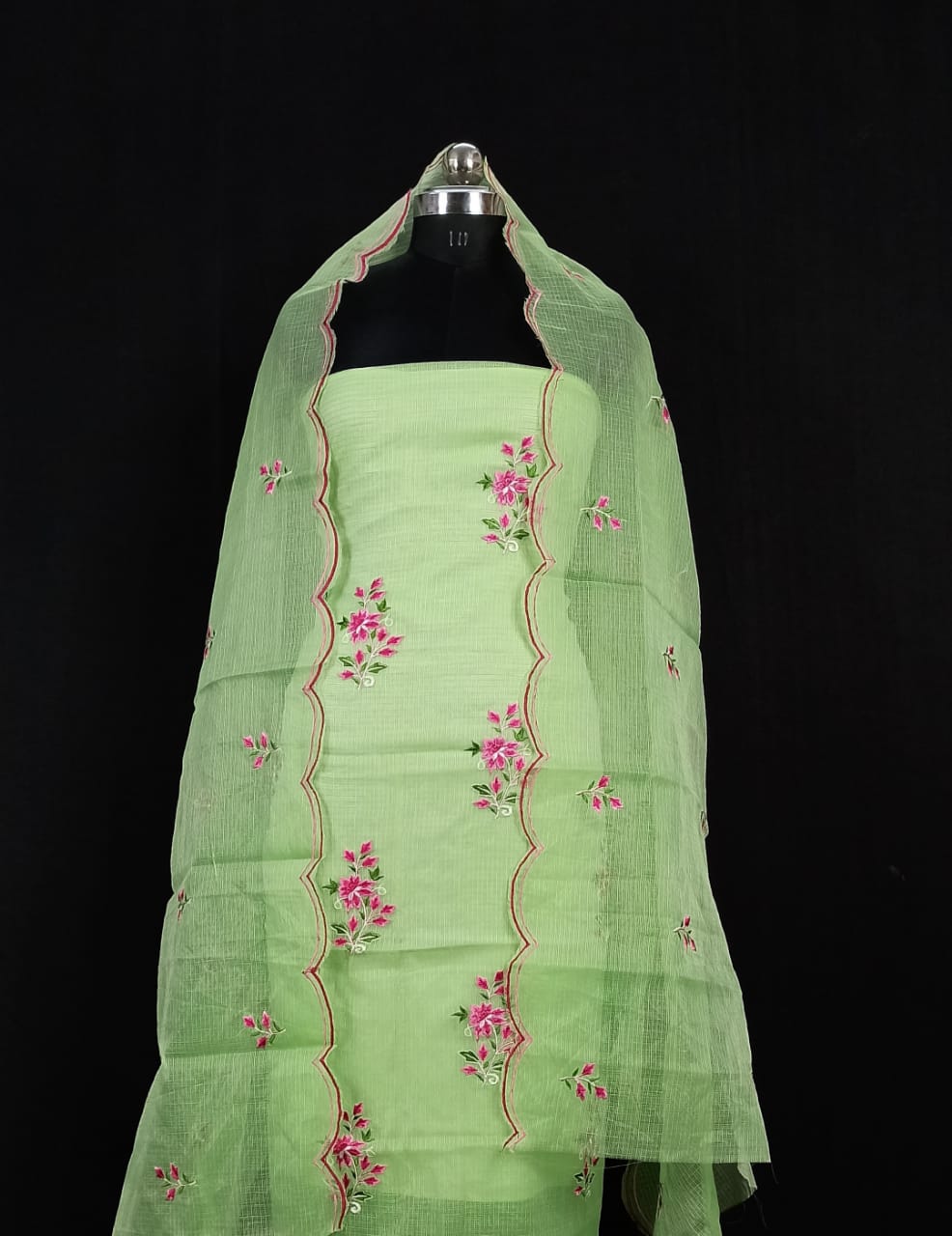 Kota Doria Embroidery work Unstitched Suit