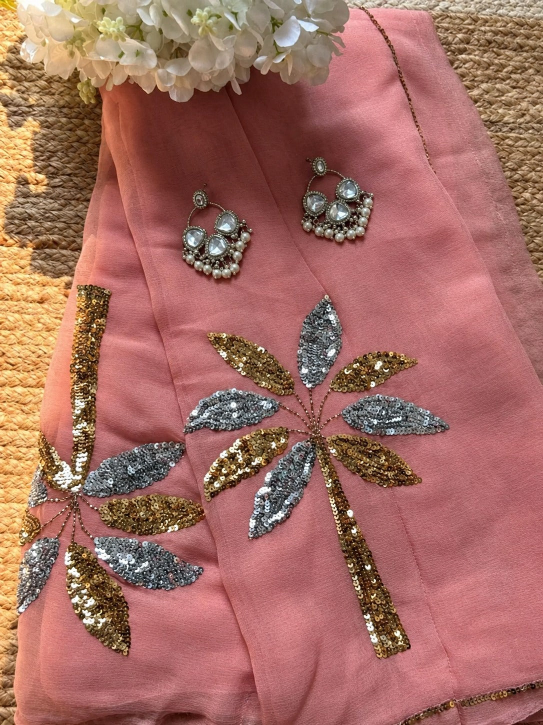 Pure Diamond Chiffon Saree With Blouse
