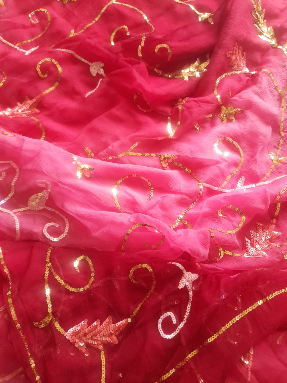 Pure Jaipuri Chiffon Jaal Work Saree With Blouse