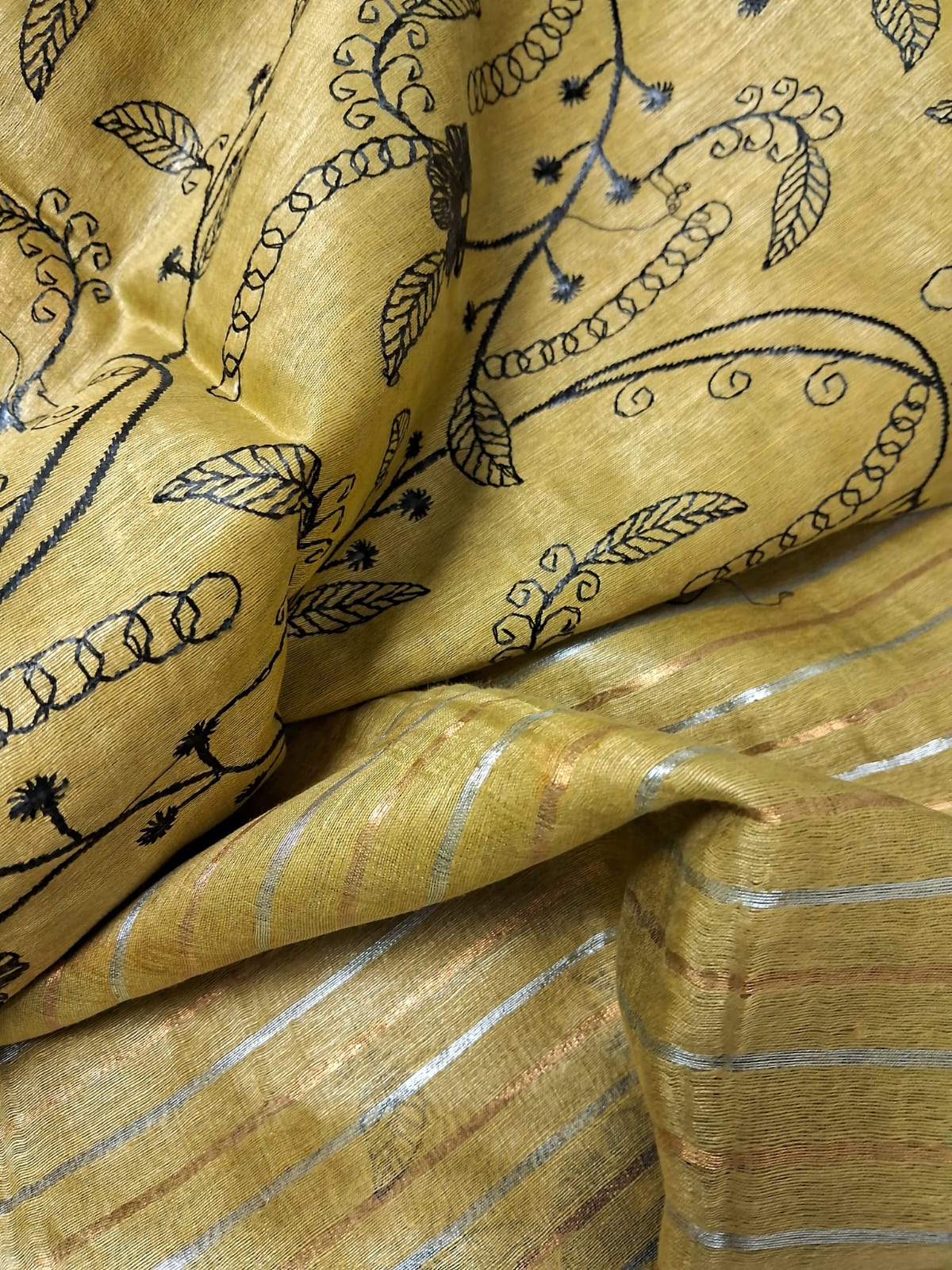Pure Linen By Linen Embroidery Saree With Blouse