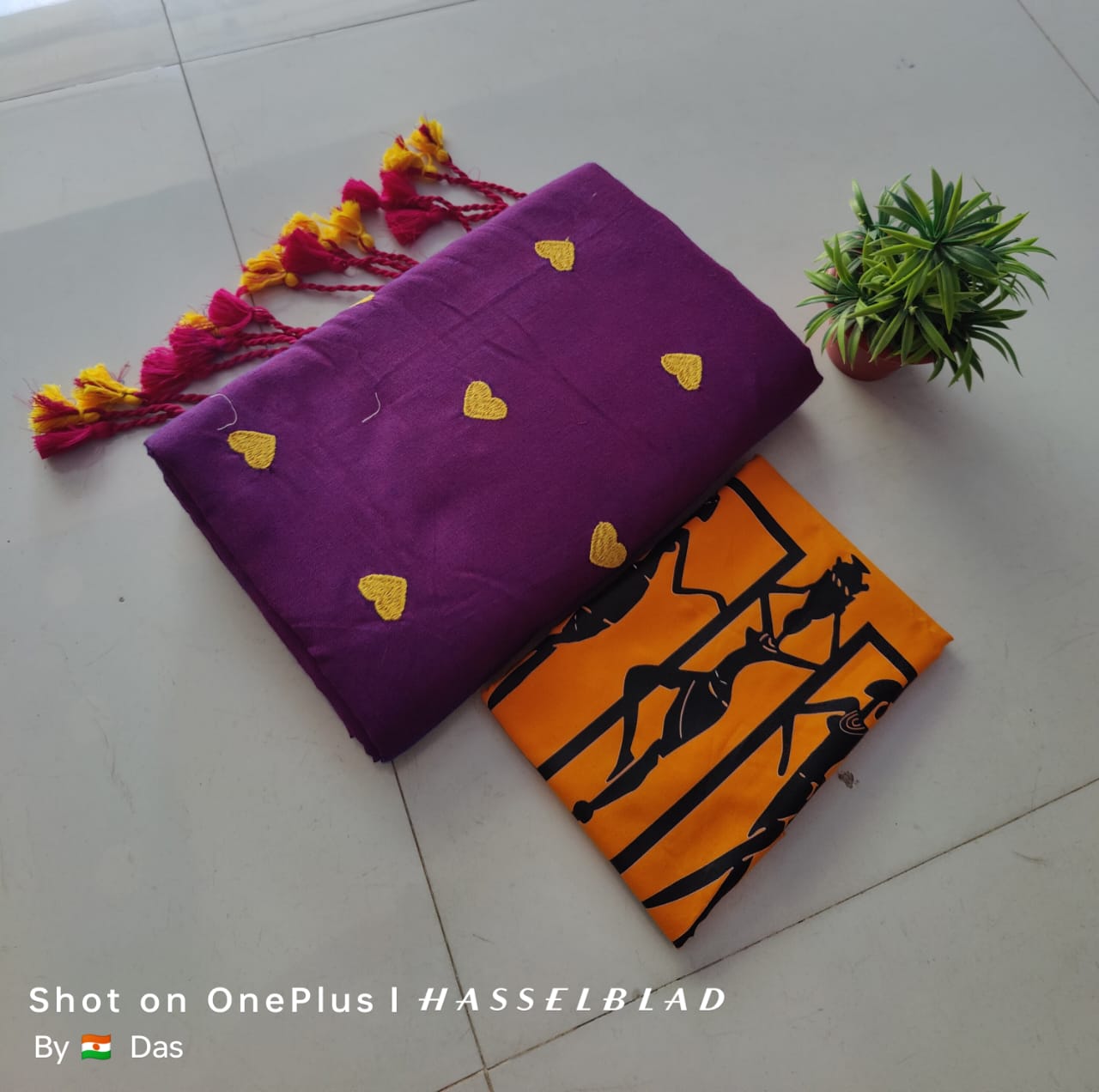 Beautiful Love Embroidery Khaddi Cotton Saree