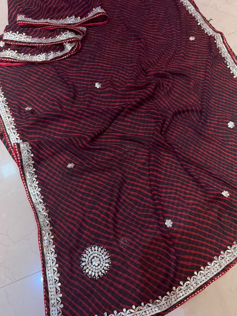 Georgette Gota Patti Work Saree With Blouse