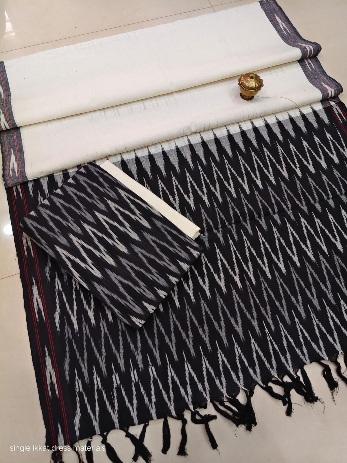 Pure ikkat Cotton Unstitched Suit With Dupatta