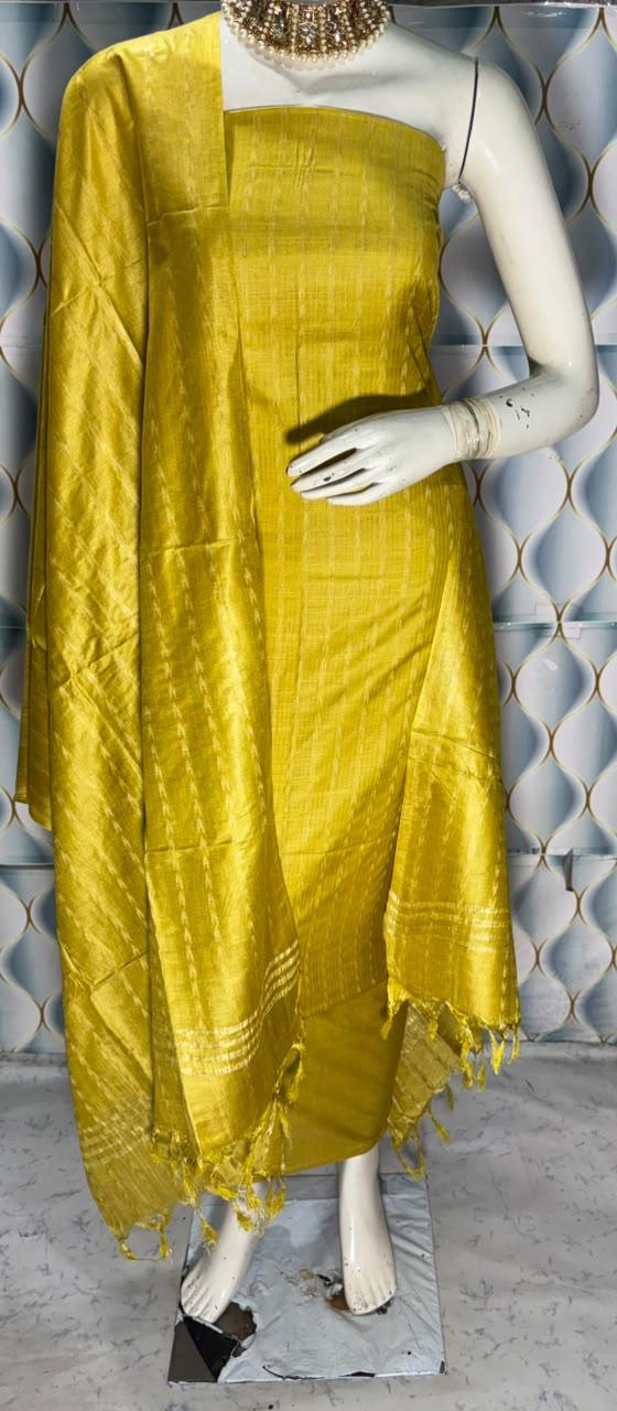 Bhagalpuri Katan Silk 3PC Unstitched Suit