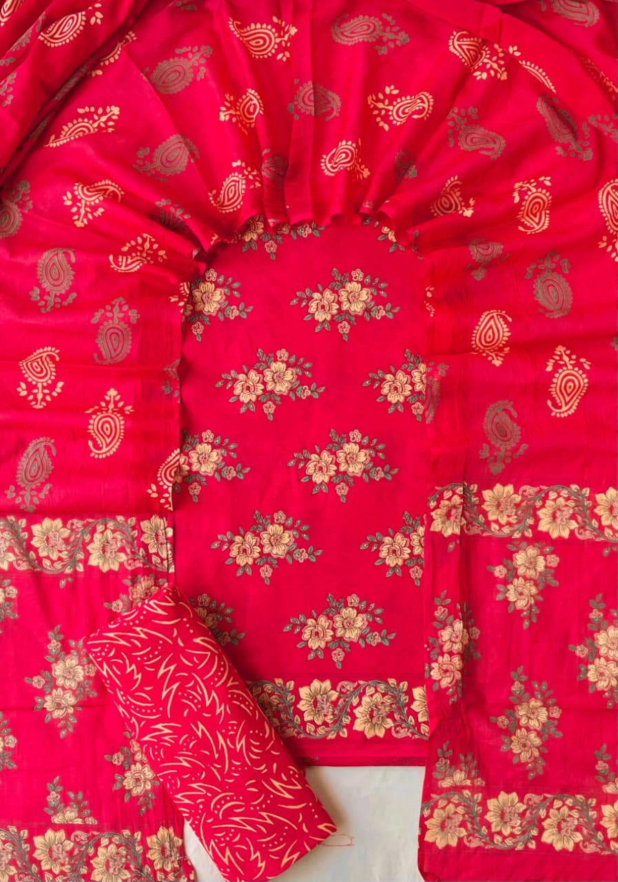 Exclusive new hand block printed cotton suits with cotton duptta