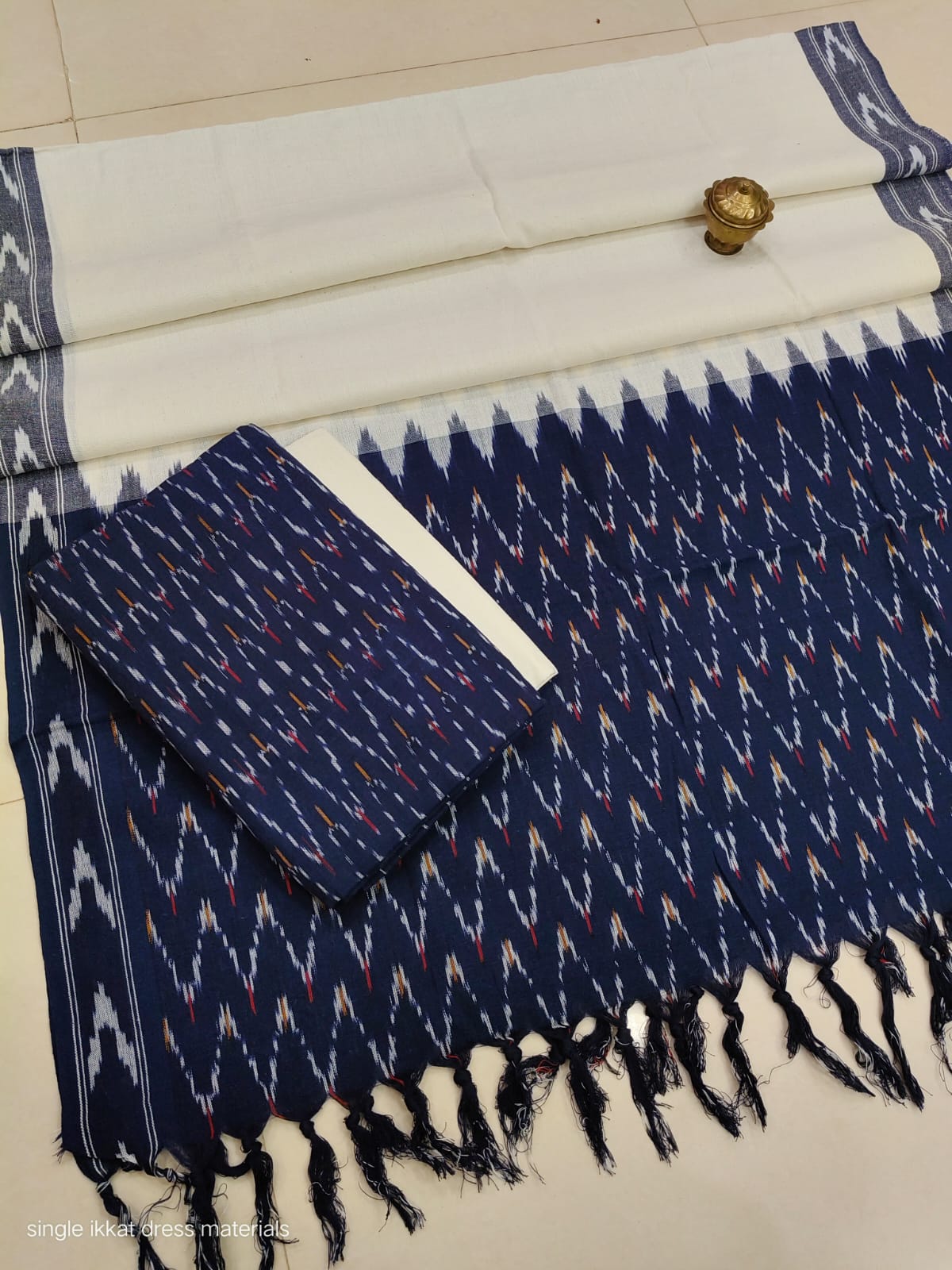 Pure ikkat Cotton Unstitched Suit With Dupatta