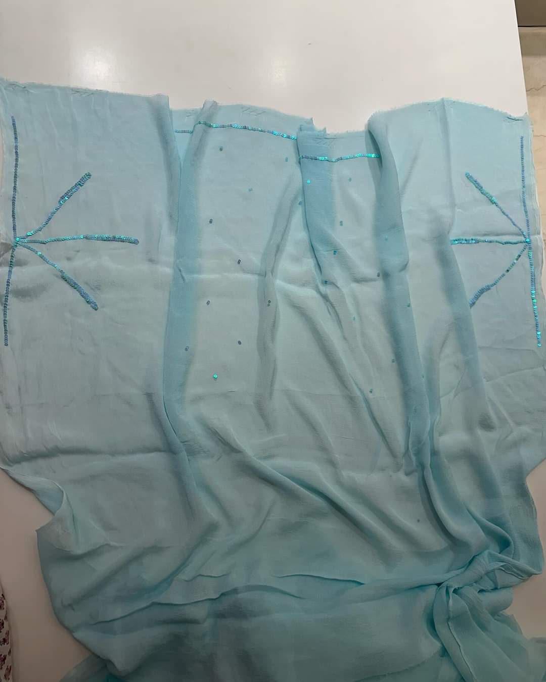 Pure Chiffon Jaipuri Beautiful full Sequence Jaal Work Saree