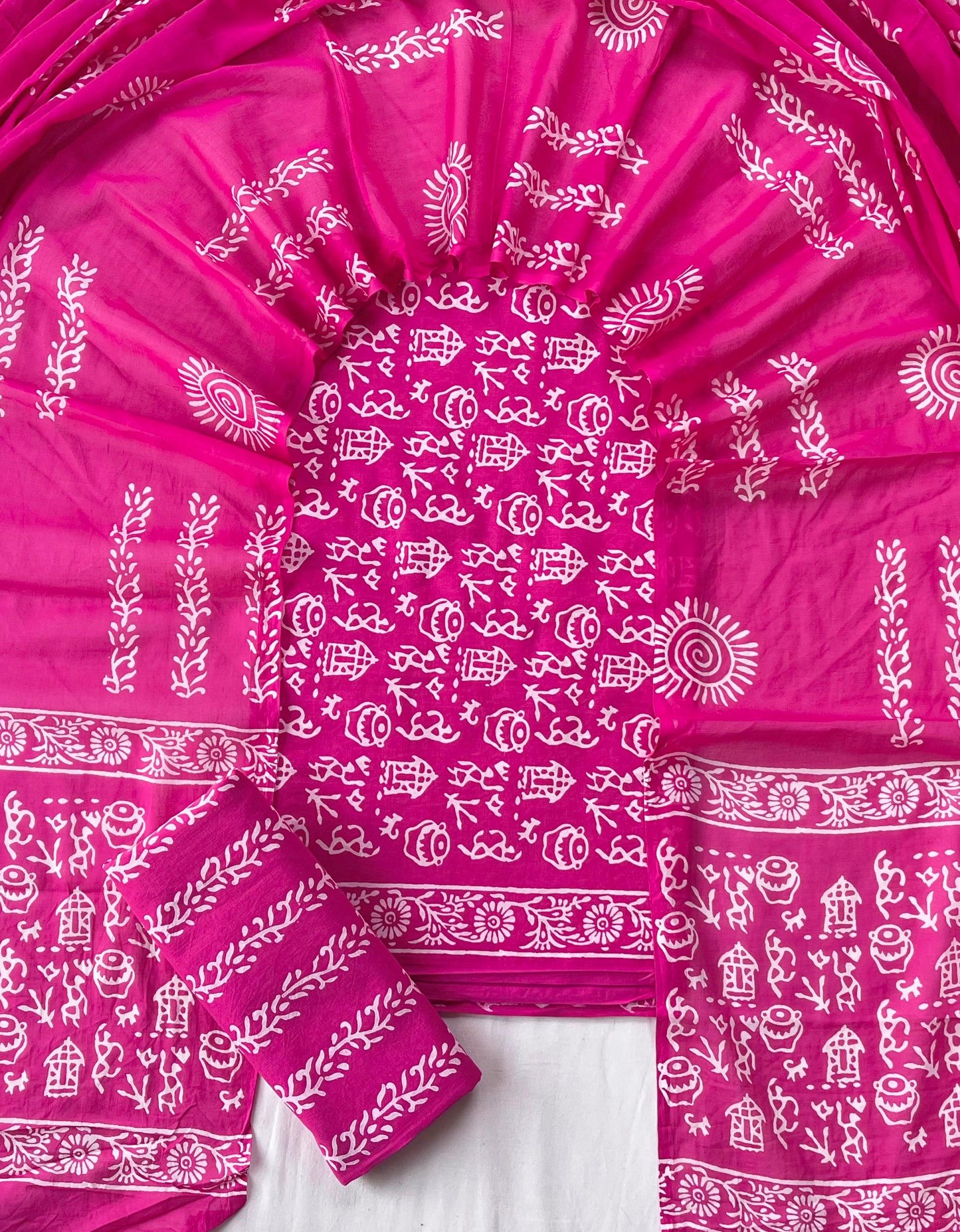Exclusive new hand block printed cotton suits with cotton duptta