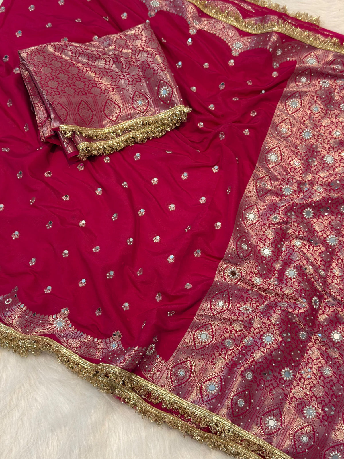 Banarasi katan soft silk saree with blouse