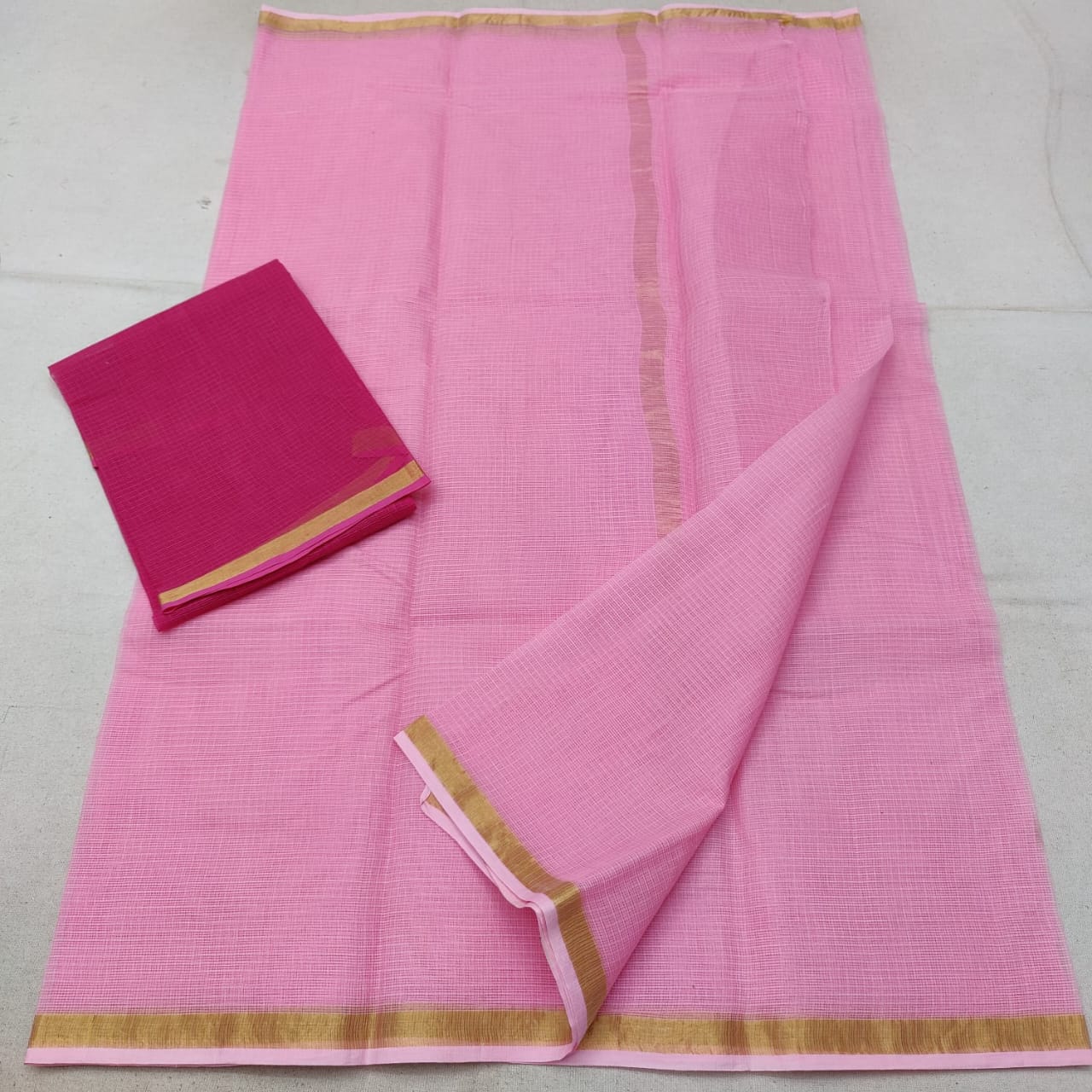 Kota Cotton Plain Dye Saree