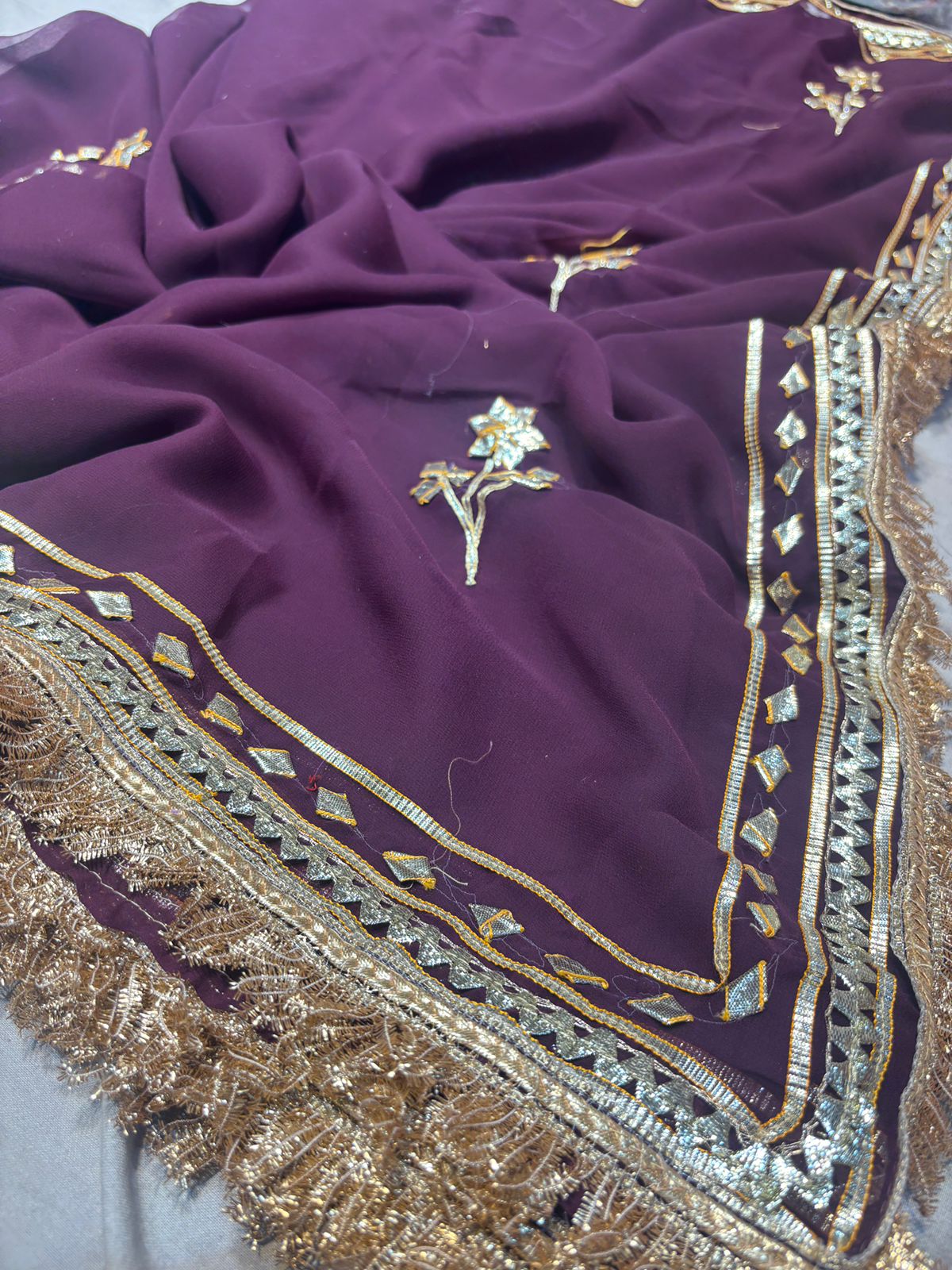 Beautiful Georgette Gota Patti Work Saree