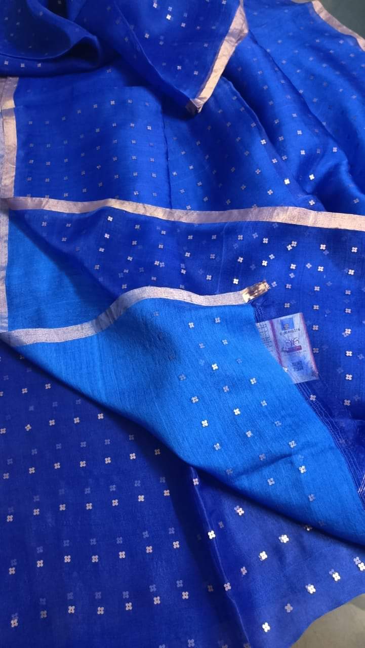 Bengal Handloom Pure Muslin Silk Saree With ( Silk Mark Certified)