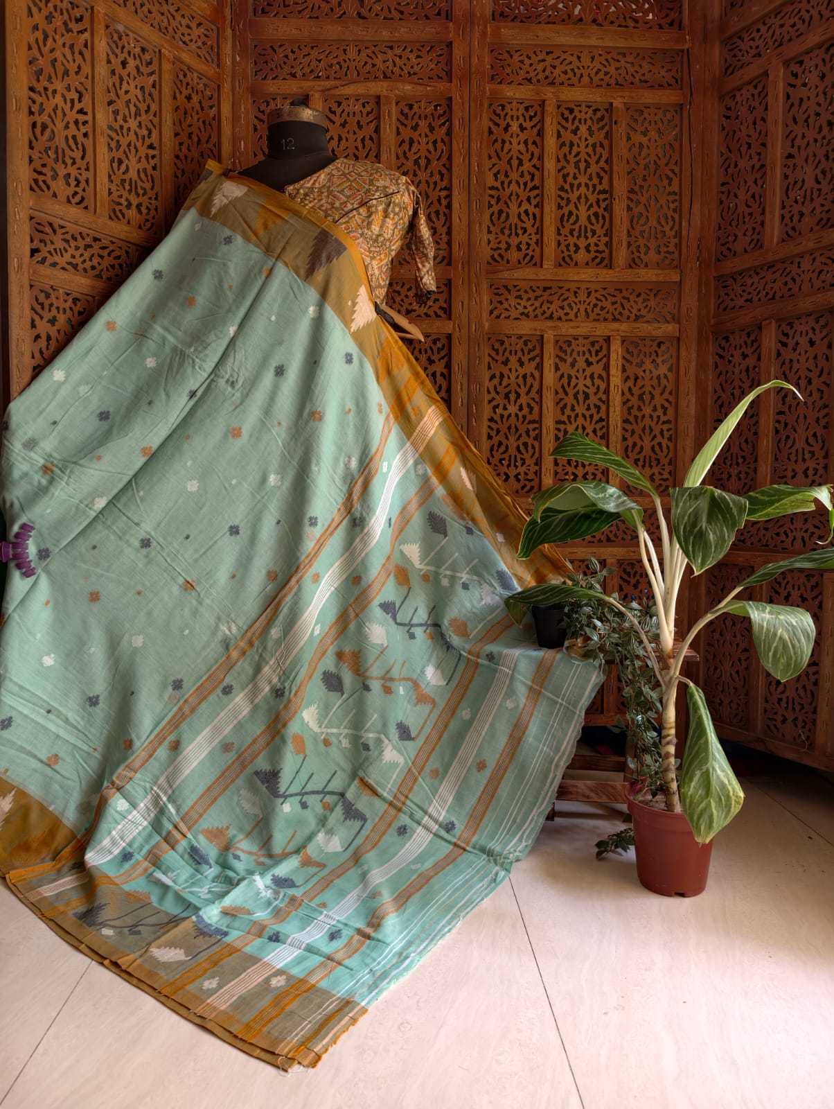 Pure Cotton needle work jamdani Saree
