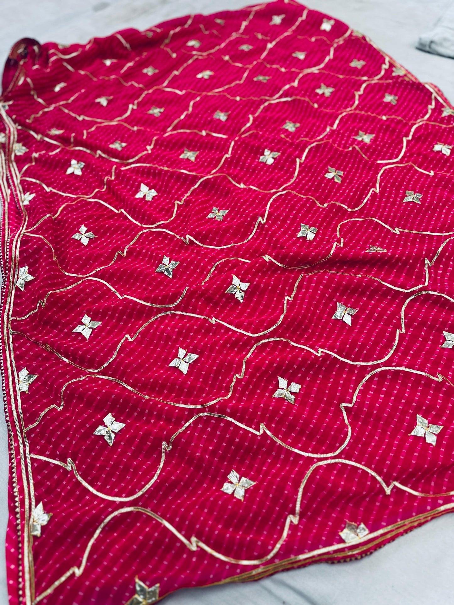 Pure 60 gram georgette hand gota patti work saree