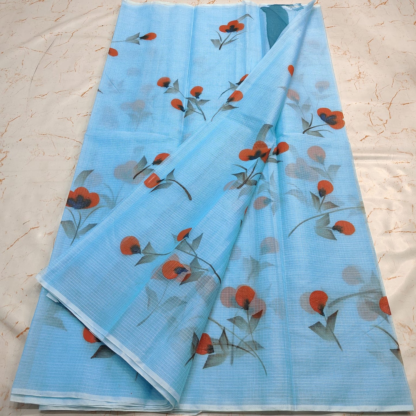 Beautiful kota cotton hand brush print work saree