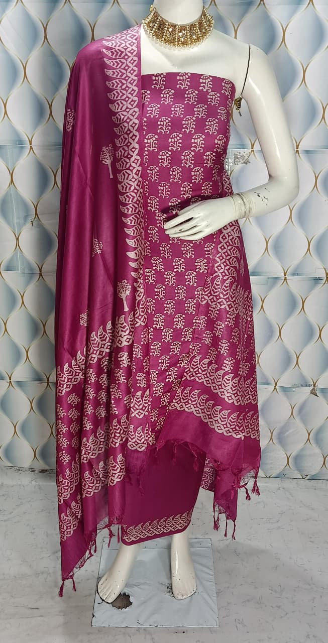 Cotton slub discharge print Unstitched Suit